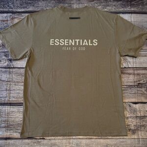 Essentials Fear of God Olive Green Short Sleeve Tee Mens Large NEW